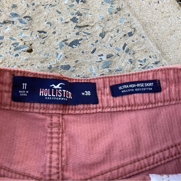 Hollister Dusty Pink Corduroy Button Up High Rise Skirt Vintage Style Size 11 30 - Picture 3 of 5
